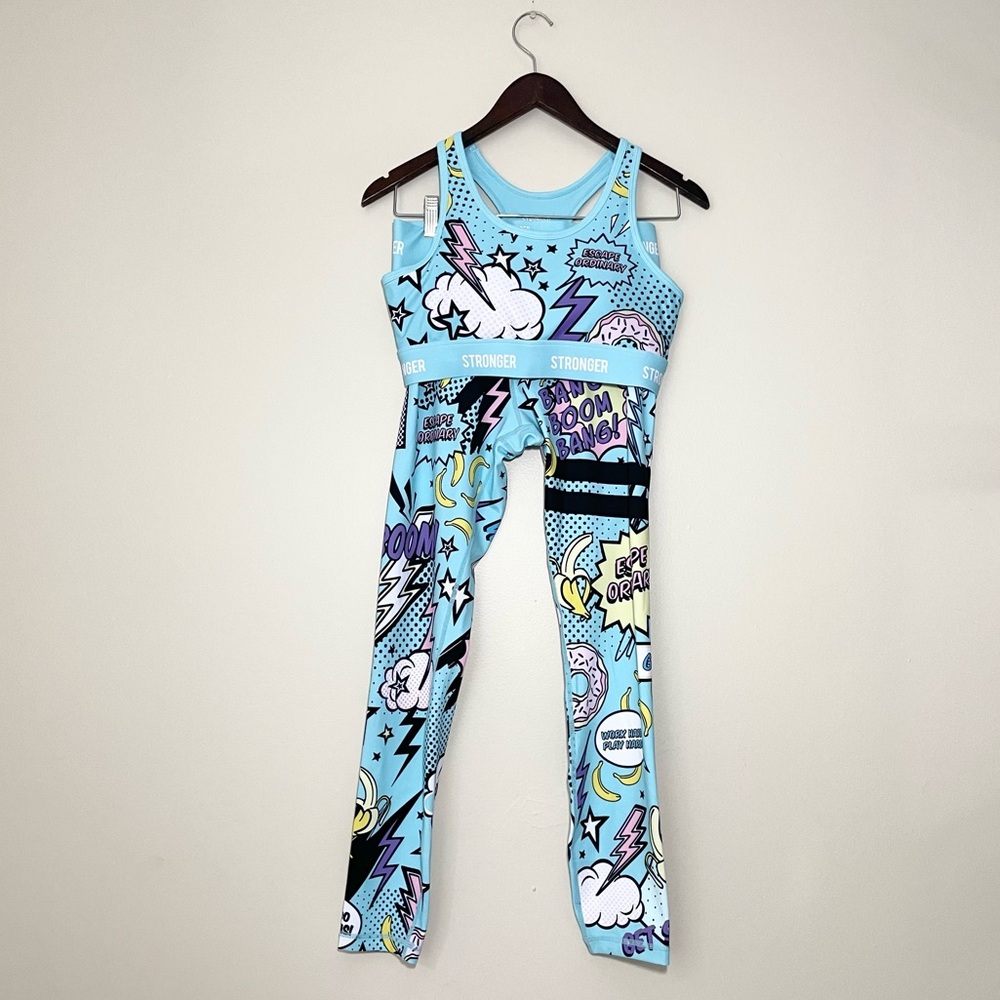 Stronger by Ice Cream Pop Sports Bra and Leggings Workout Set